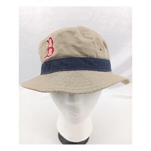 Boston Red Sox Bucket Hat Brown Blue Logo Adult L XL Cotton Baseball